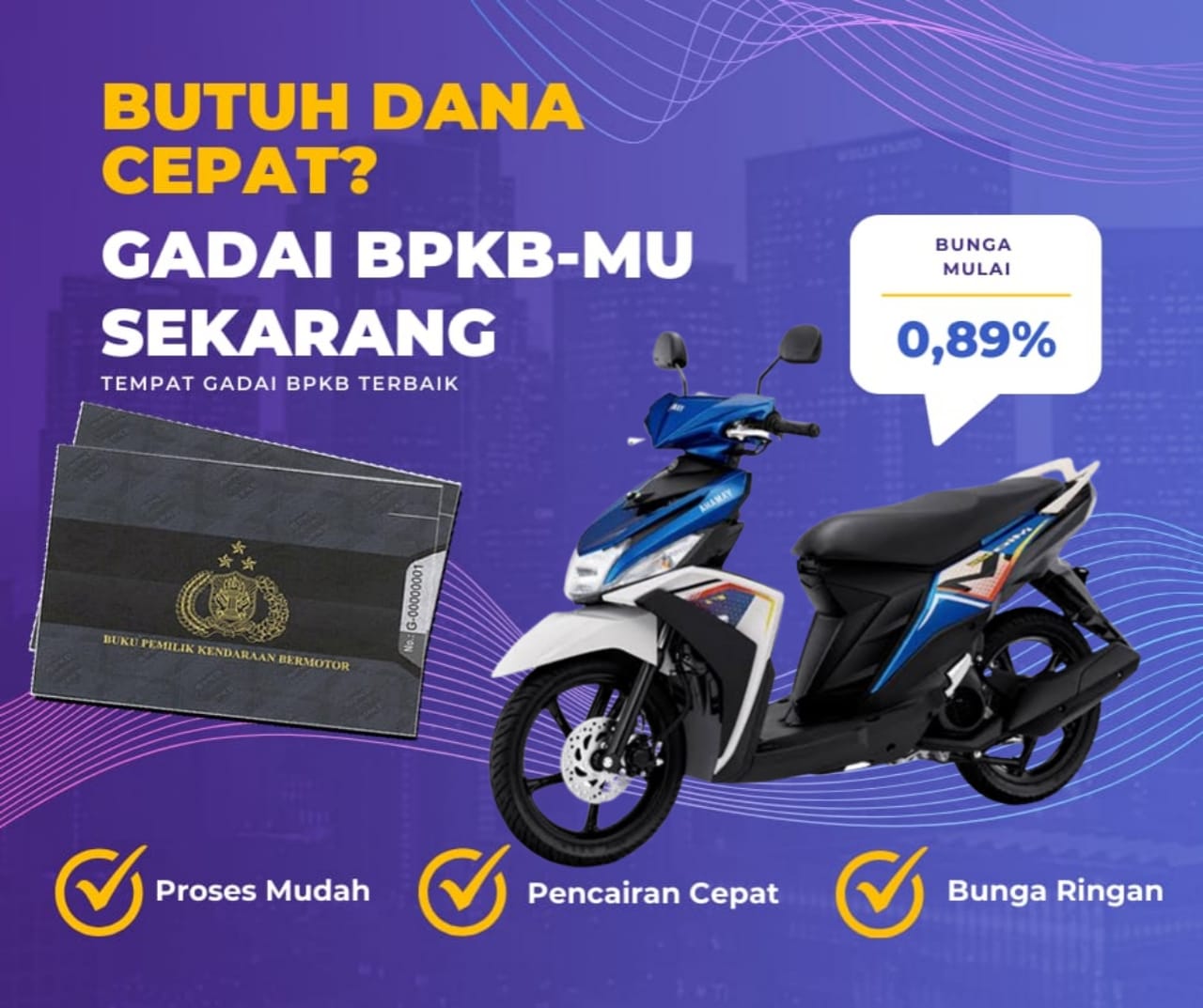 Pinjaman Dana Jaminan Bpkb Motor Yamaha Mio 110 CW Cakram Dapat Pinjaman Berapa? Seperti Ini Simulasinya
